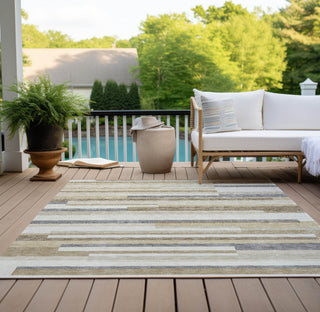 Piper Looms Chantille Stripes ACN956 Ivory Machine Washable Area Rug Outdoor Lifestyle Image Feature