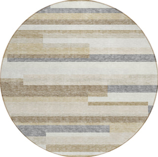 Piper Looms Chantille Stripes ACN956 Ivory Machine Washable Area Rug Round Main Image