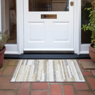 Piper Looms Chantille Stripes ACN956 Ivory Machine Washable Area Rug Scatter Outdoor Lifestyle Image Feature