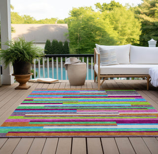 Piper Looms Chantille Stripes ACN956 Lavender Machine Washable Area Rug Outdoor Lifestyle Image Feature