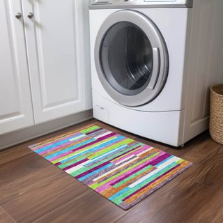 Piper Looms Chantille Stripes ACN956 Lavender Machine Washable Area Rug Scatter Lifestyle Image Feature