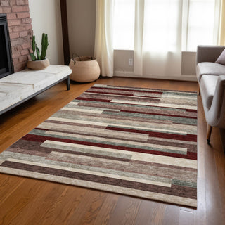 Piper Looms Chantille Stripes ACN956 Merlot Machine Washable Area Rug Lifestyle Image Feature