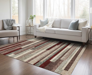 Piper Looms Chantille Stripes ACN956 Merlot Machine Washable Area Rug Lifestyle Image Feature