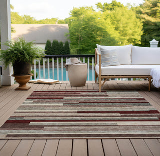 Piper Looms Chantille Stripes ACN956 Merlot Machine Washable Area Rug Outdoor Lifestyle Image Feature