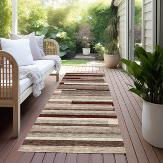 Piper Looms Chantille Stripes ACN956 Merlot Machine Washable Area Rug Runner Outdoor Lifestyle Image Feature