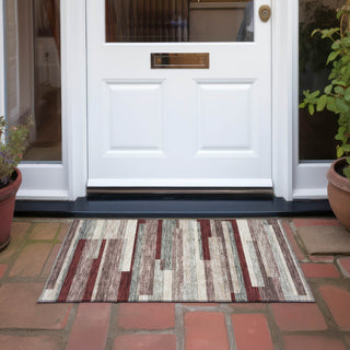 Piper Looms Chantille Stripes ACN956 Merlot Machine Washable Area Rug Scatter Outdoor Lifestyle Image Feature