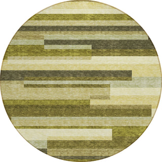 Piper Looms Chantille Stripes ACN956 Olive Machine Washable Area Rug Round Main Image