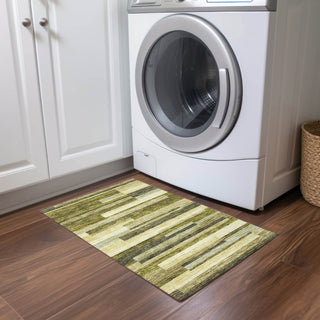 Piper Looms Chantille Stripes ACN956 Olive Machine Washable Area Rug Scatter Lifestyle Image Feature