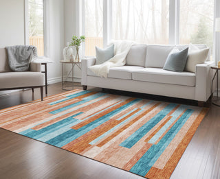 Piper Looms Chantille Stripes ACN956 Orange Machine Washable Area Rug Lifestyle Image Feature