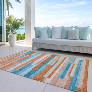 Piper Looms Chantille Stripes ACN956 Orange Machine Washable Area Rug Outdoor Lifestyle Image Feature