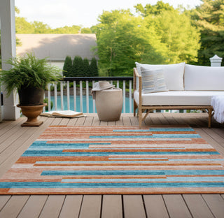 Piper Looms Chantille Stripes ACN956 Orange Machine Washable Area Rug Outdoor Lifestyle Image Feature