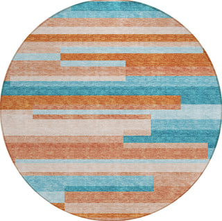 Piper Looms Chantille Stripes ACN956 Orange Machine Washable Area Rug Round Main Image
