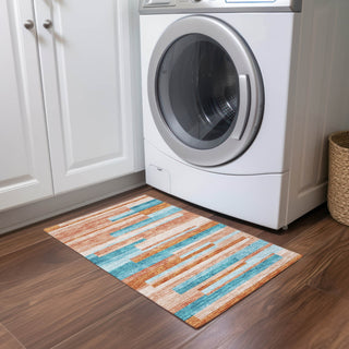 Piper Looms Chantille Stripes ACN956 Orange Machine Washable Area Rug Scatter Lifestyle Image Feature