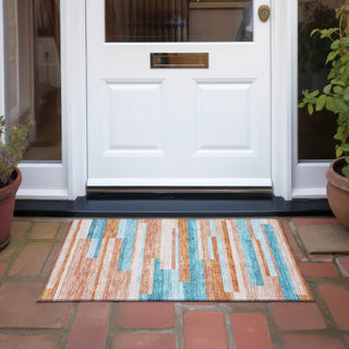 Piper Looms Chantille Stripes ACN956 Orange Machine Washable Area Rug Scatter Outdoor Lifestyle Image Feature