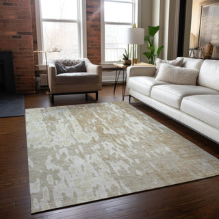 Piper Looms Chantille Abstract ACN957 Beige Machine Washable Area Rug Lifestyle Image Feature