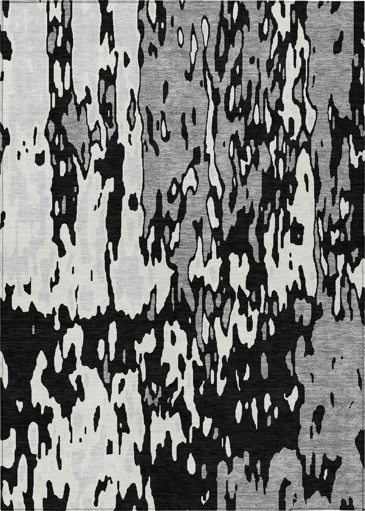 Piper Looms Chantille Abstract ACN957 Black Machine Washable Area Rug main image