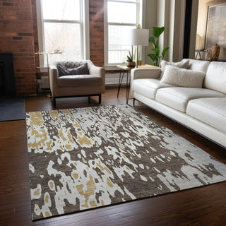 Piper Looms Chantille Abstract ACN957 Brown Machine Washable Area Rug Lifestyle Image Feature
