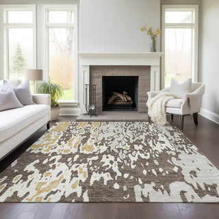 Piper Looms Chantille Abstract ACN957 Brown Machine Washable Area Rug Lifestyle Image Feature