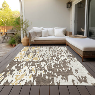 Piper Looms Chantille Abstract ACN957 Brown Machine Washable Area Rug Outdoor Lifestyle Image Feature