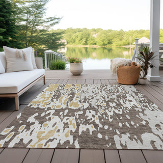 Piper Looms Chantille Abstract ACN957 Brown Machine Washable Area Rug Outdoor Lifestyle Image Feature