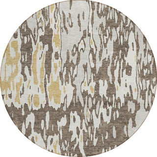 Piper Looms Chantille Abstract ACN957 Brown Machine Washable Area Rug Round Main Image
