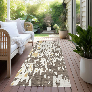 Piper Looms Chantille Abstract ACN957 Brown Machine Washable Area Rug Runner Outdoor Lifestyle Image Feature
