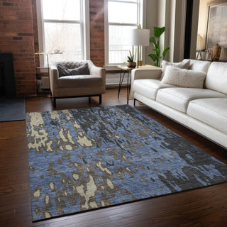Piper Looms Chantille Abstract ACN957 Denim Machine Washable Area Rug Lifestyle Image Feature