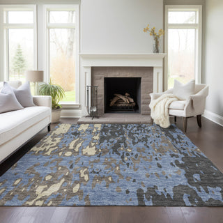 Piper Looms Chantille Abstract ACN957 Denim Machine Washable Area Rug Lifestyle Image Feature