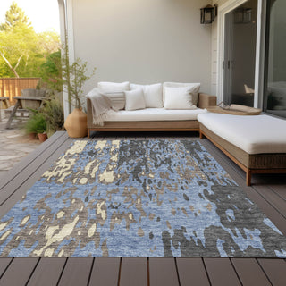 Piper Looms Chantille Abstract ACN957 Denim Machine Washable Area Rug Outdoor Lifestyle Image Feature