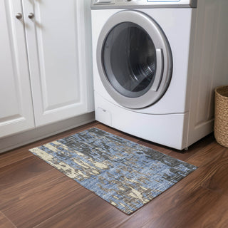 Piper Looms Chantille Abstract ACN957 Denim Machine Washable Area Rug Scatter Lifestyle Image Feature