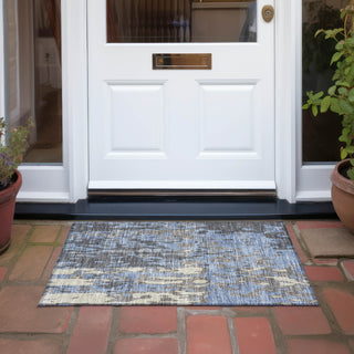 Piper Looms Chantille Abstract ACN957 Denim Machine Washable Area Rug Scatter Outdoor Lifestyle Image Feature