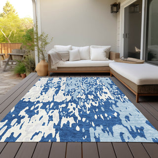 Piper Looms Chantille Abstract ACN957 Navy Machine Washable Area Rug Outdoor Lifestyle Image Feature