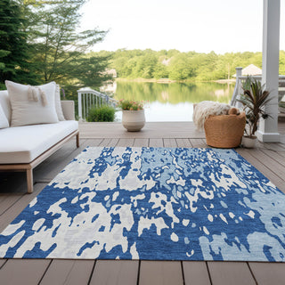 Piper Looms Chantille Abstract ACN957 Navy Machine Washable Area Rug Outdoor Lifestyle Image Feature