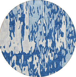 Piper Looms Chantille Abstract ACN957 Navy Machine Washable Area Rug Round Main Image