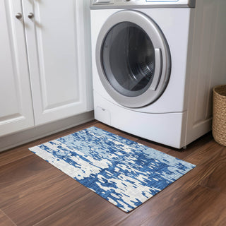 Piper Looms Chantille Abstract ACN957 Navy Machine Washable Area Rug Scatter Lifestyle Image Feature