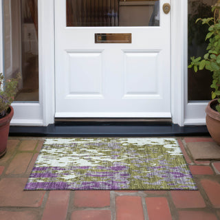 Piper Looms Chantille Abstract ACN957 Olive Machine Washable Area Rug Scatter Outdoor Lifestyle Image Feature