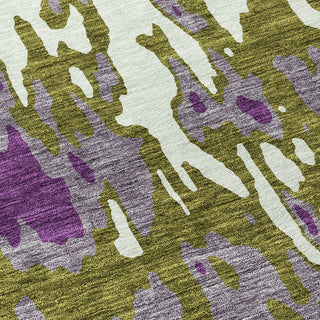 Piper Looms Chantille Abstract ACN957 Olive Machine Washable Area Rug Swatch Image