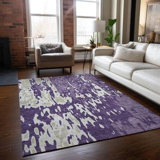 Piper Looms Chantille Abstract ACN957 Purple Machine Washable Area Rug Lifestyle Image Feature