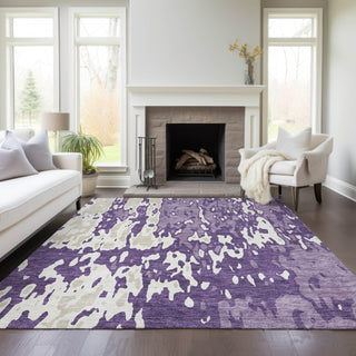 Piper Looms Chantille Abstract ACN957 Purple Machine Washable Area Rug Lifestyle Image Feature
