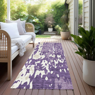 Piper Looms Chantille Abstract ACN957 Purple Machine Washable Area Rug Runner Outdoor Lifestyle Image Feature