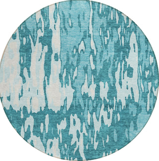 Piper Looms Chantille Abstract ACN957 Teal Machine Washable Area Rug Round Main Image