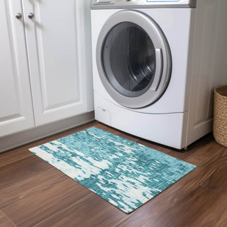 Piper Looms Chantille Abstract ACN957 Teal Machine Washable Area Rug Scatter Lifestyle Image Feature
