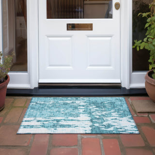 Piper Looms Chantille Abstract ACN957 Teal Machine Washable Area Rug Scatter Outdoor Lifestyle Image Feature