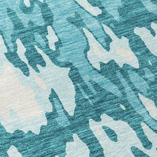 Piper Looms Chantille Abstract ACN957 Teal Machine Washable Area Rug Swatch Image
