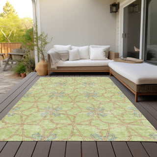 Piper Looms Chantille Geometric ACN958 Aloe Machine Washable Area Rug Outdoor Lifestyle Image Feature