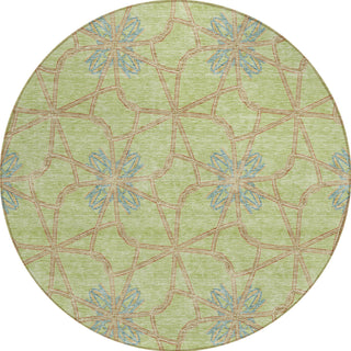 Piper Looms Chantille Geometric ACN958 Aloe Machine Washable Area Rug Round Main Image