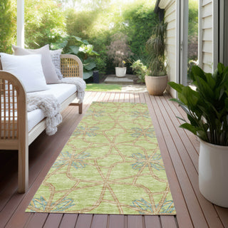 Piper Looms Chantille Geometric ACN958 Aloe Machine Washable Area Rug Runner Outdoor Lifestyle Image Feature