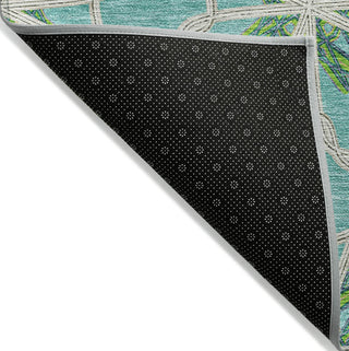 Piper Looms Chantille Geometric ACN958 Aqua Machine Washable Area Rug Backing Image