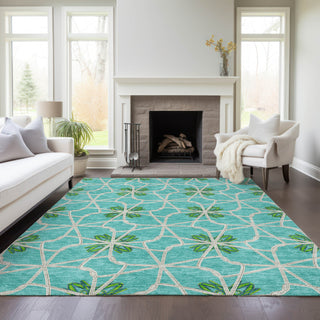 Piper Looms Chantille Geometric ACN958 Aqua Machine Washable Area Rug Lifestyle Image Feature