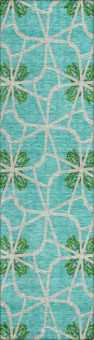 Piper Looms Chantille Geometric ACN958 Aqua Machine Washable Area Rug Runner Main Image